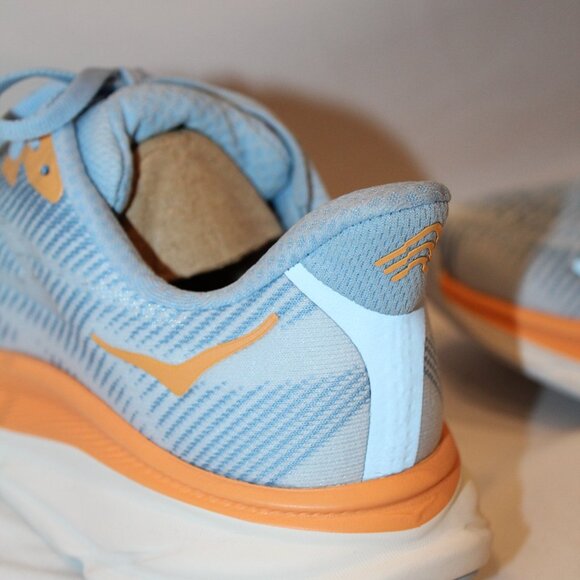 NIB HOKA WOMEN'S CLIFTON 9 AIRY BLUE/ICE WATER BLUE PINK ORANGE RUNNING SNEAKERS - Picture 6 of 7